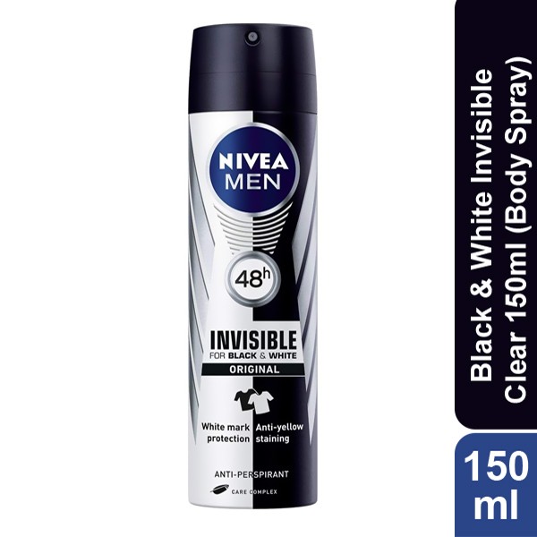 Nivea Men Black & White Invisible Clear 150ml (Body Spray)