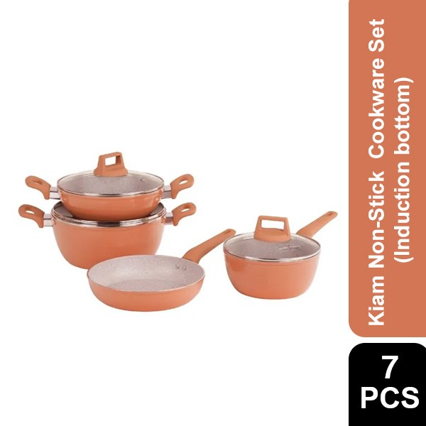Kiam  Super Ceramic Non stick Cookware-Cream Color (7 pieces Cookware Set)