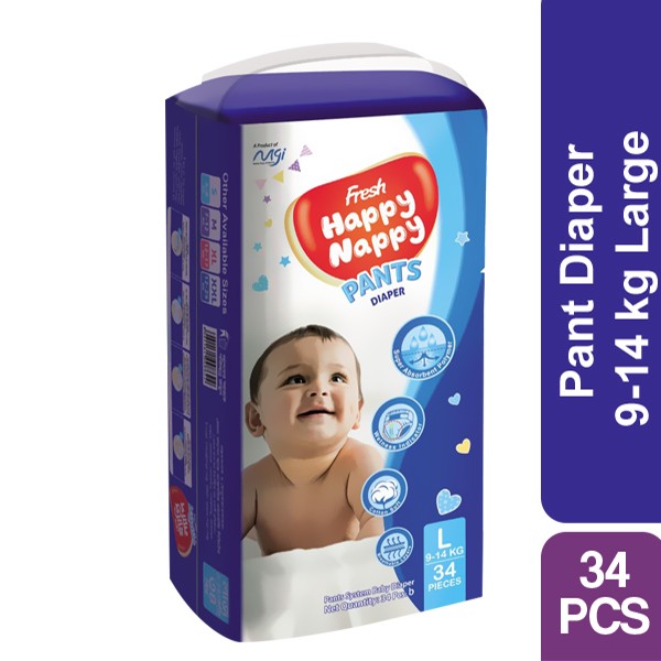 Fresh Happy Nappy  Pant Diaper L (9-14 kg) 34 pcs