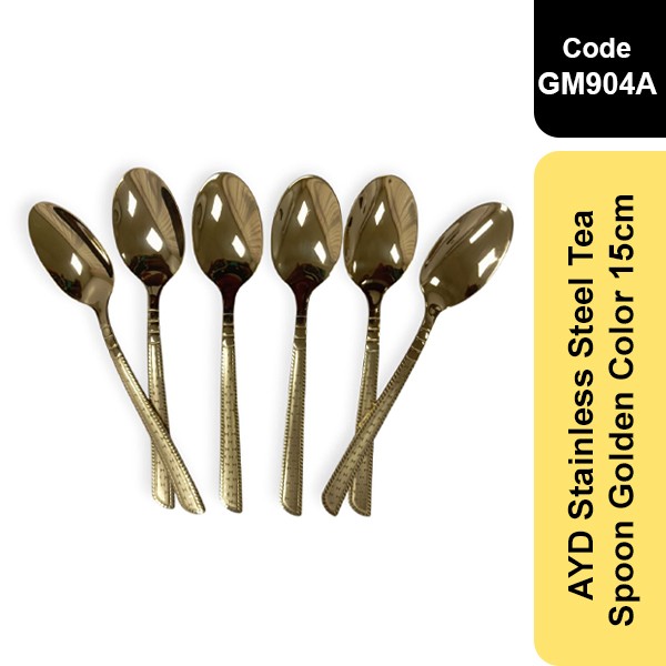 AYD Stainless Steel Tea Spoon Full Golden Color 15cm GM 904-A