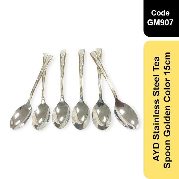 AYD Stainless Steel Tea Spoon Golden Color 15cm(GM 907)