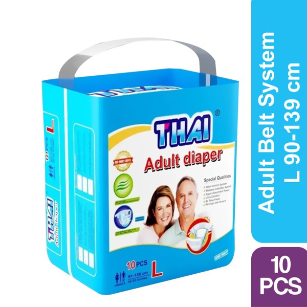 Thai Adult Diaper (Large) Belt System - 10 Pcs