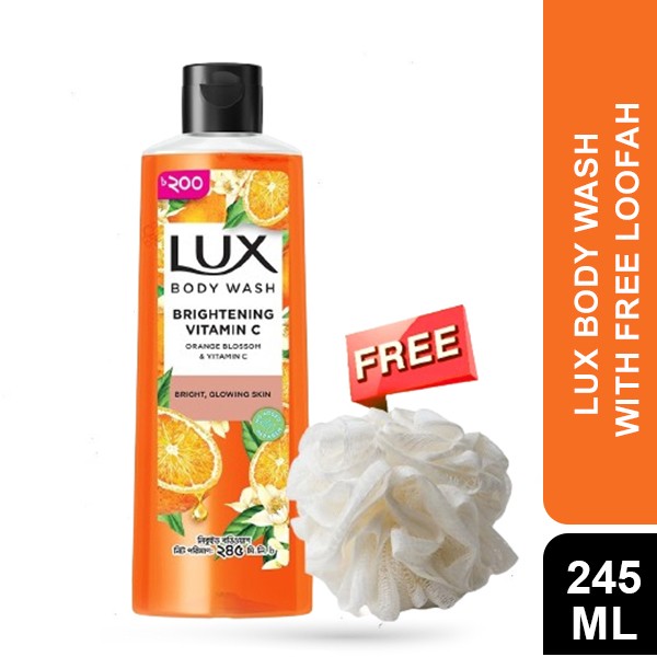 Lux Body Wash Orange Blossom & Vitamin C 245ml (Free Loofah)