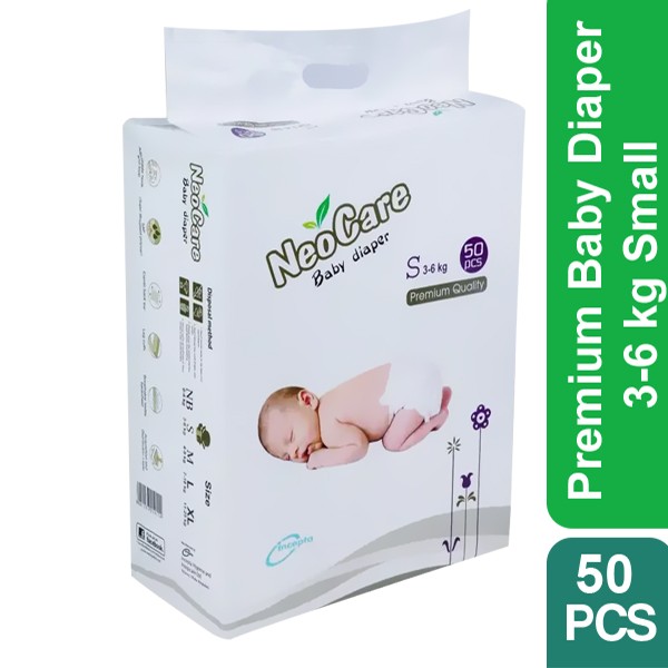 Neocare Premium Baby Diaper S (3–6 kg) – 50 Pcs