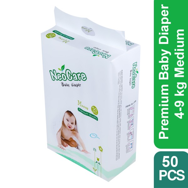 Neocare Premium Baby Diaper M (4–9 kg) – 50 Pcs