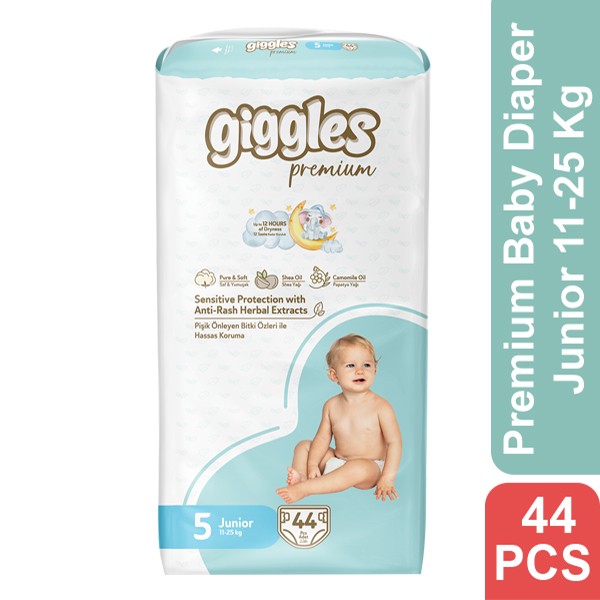Giggles Premium Baby Diaper 5 Junior 11-25 Kg 44 Pcs