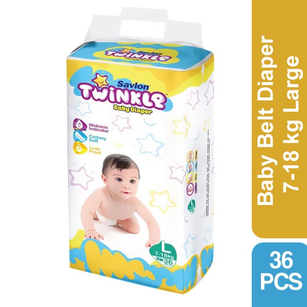 Savlon Twinkle Baby Belt Diaper 7-18 kg Large 36 pcs