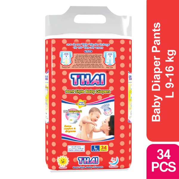 Thai Baby Diaper Pants L 9-16 kg 34 Pcs